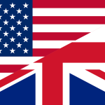 Illustration of half an American flag and half a British flag.